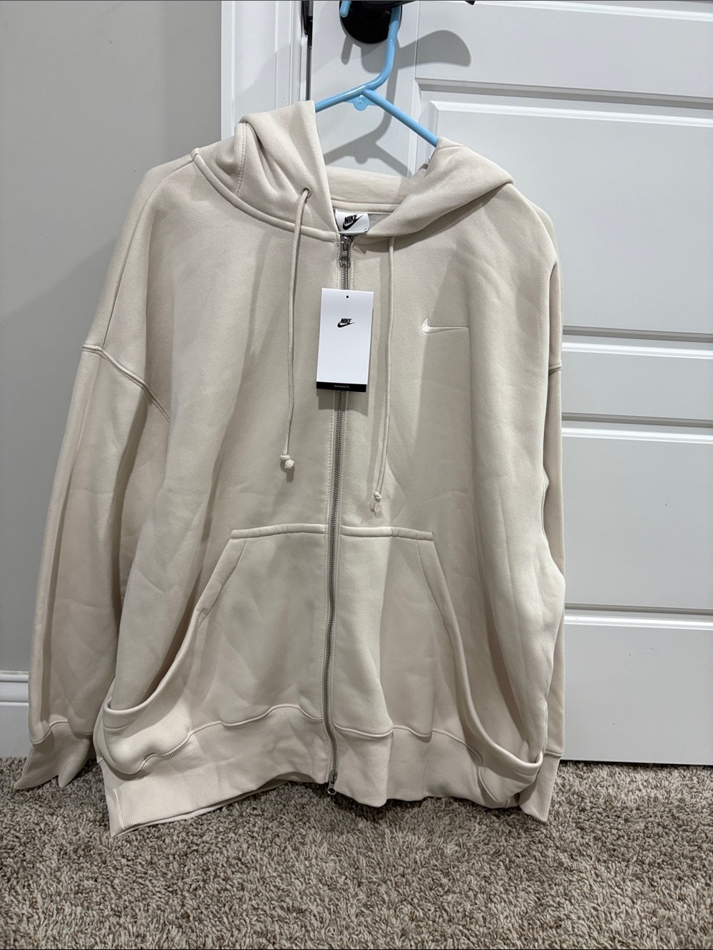 Nike Cream Full-Zip Hoodie with Subtle Swoosh